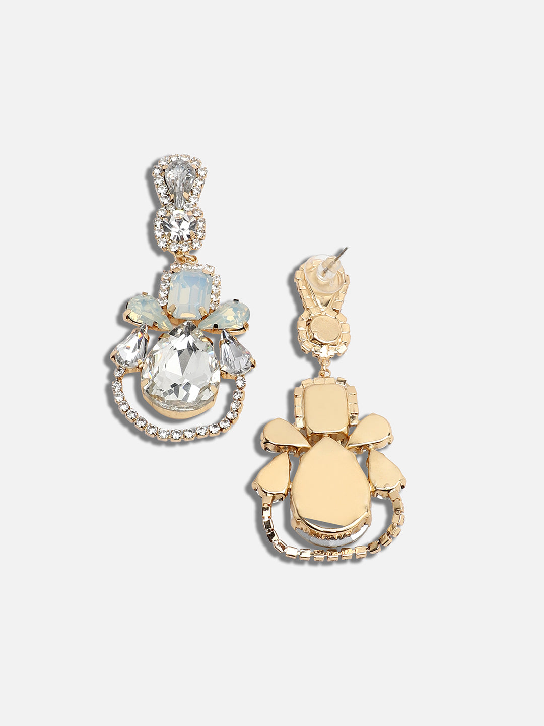 GOLD PLATED PARTY DESIGNER STONE DROP EARRING FOR WOMEN