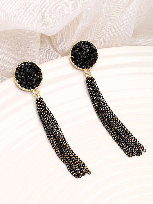 GOLD PLATED PARTY DESIGNER STONE DROP EARRING FOR WOMEN