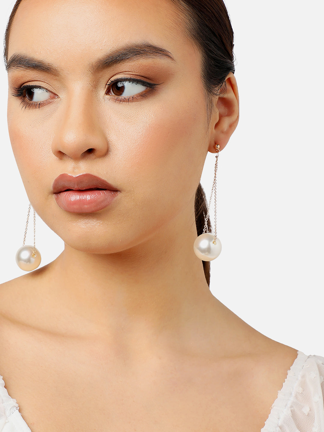 GOLD PLATED PARTY PEARLS DROP EARRING FOR WOMEN