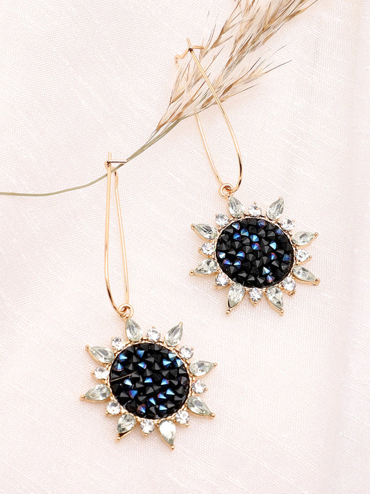 GOLD PLATED PARTY DESIGNER STONE DROP EARRING FOR WOMEN