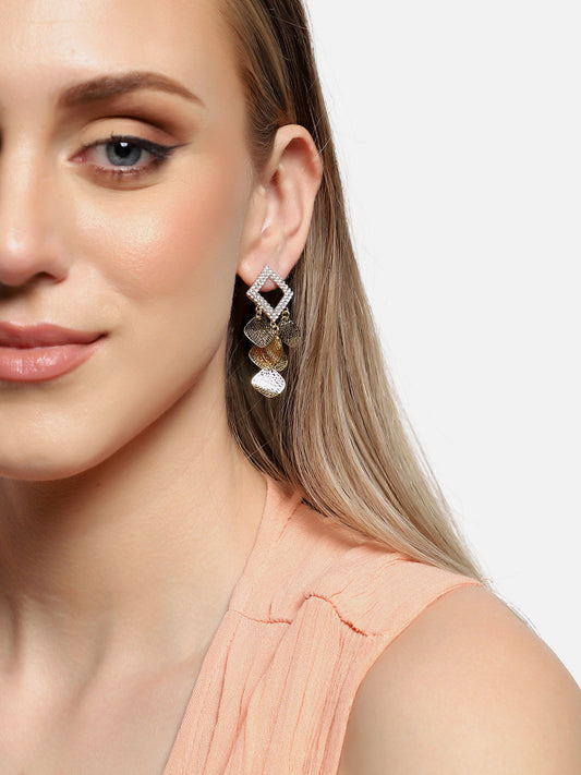 GOLD PLATED PARTY DESIGNER STONE DROP EARRING FOR WOMEN