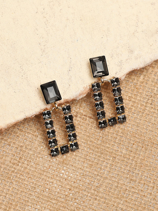 GOLD PLATED PARTY DESIGNER STONE DROP EARRING FOR WOMEN