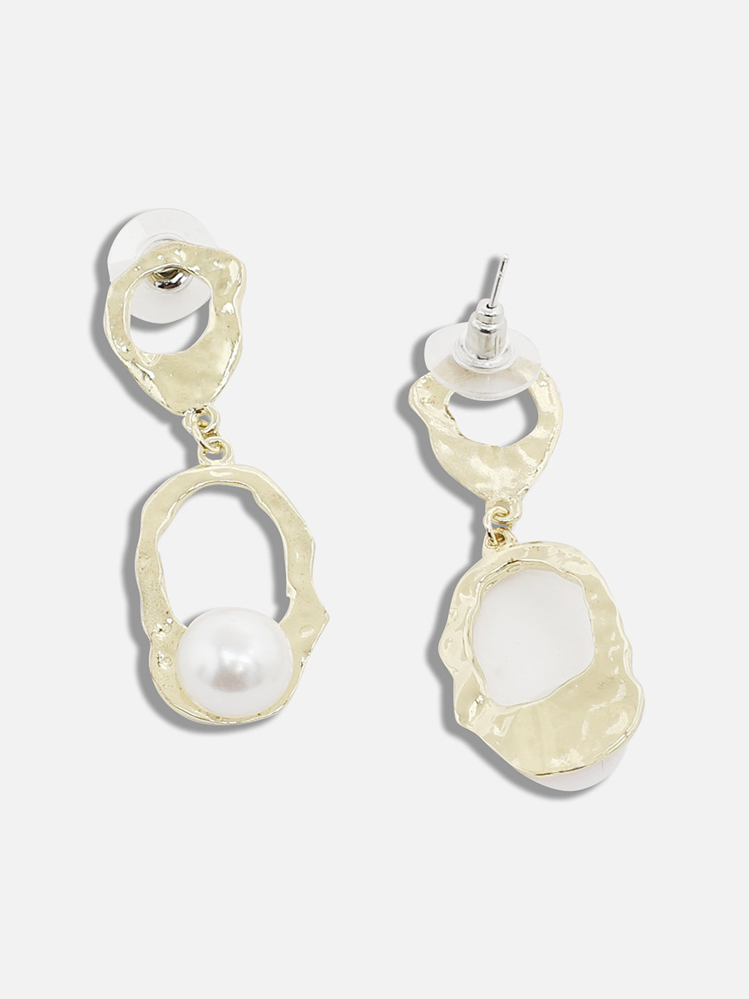 GOLD PLATED PARTY DESIGNER STONE AND PEARLS DROP EARRING FOR WOMEN