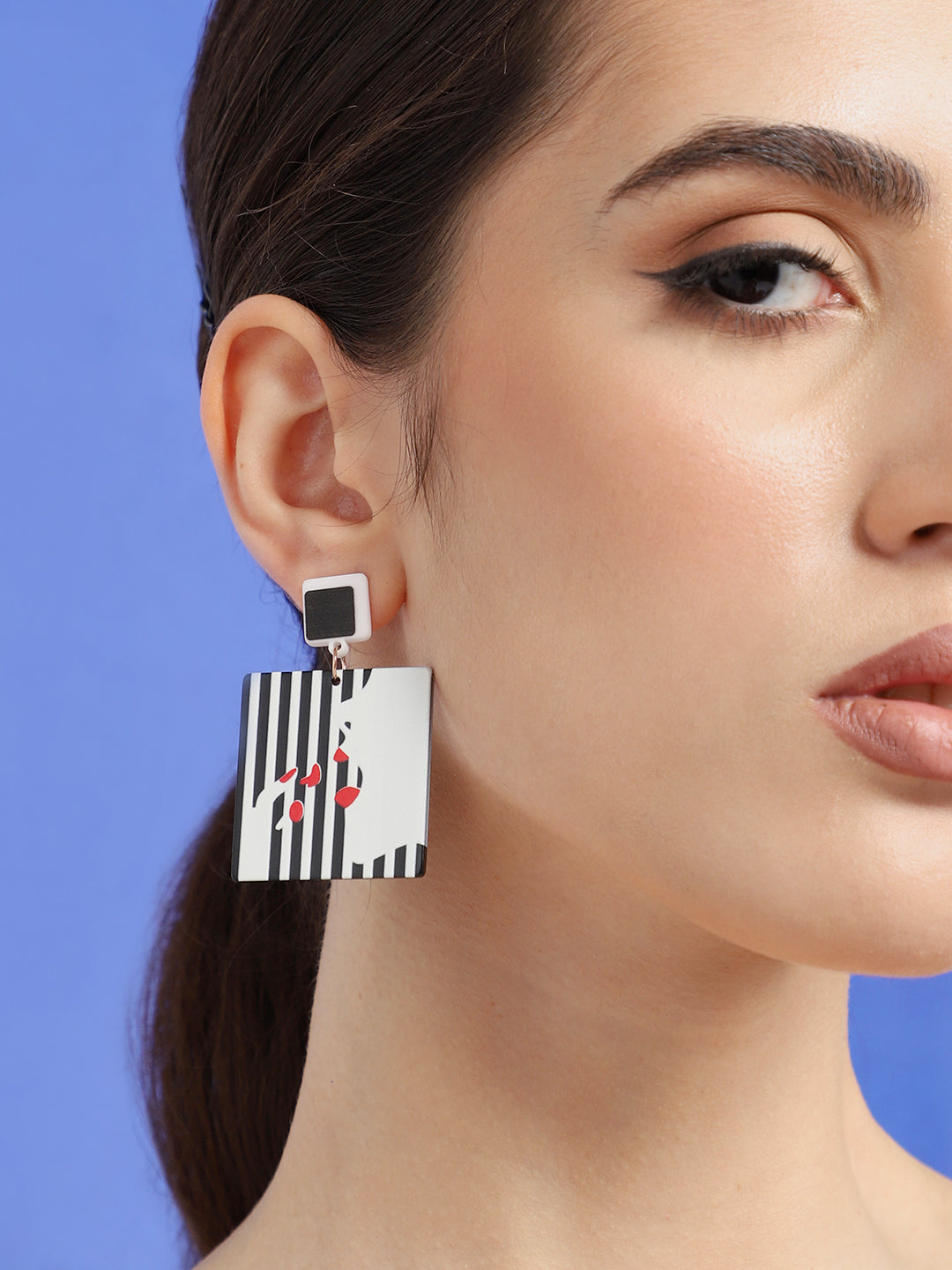 GOLD PLATED PARTY DESIGNER STONE DROP EARRING FOR WOMEN
