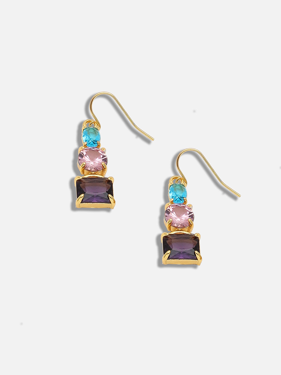 GOLD PLATED PARTY DESIGNER STONE DROP EARRING FOR WOMEN