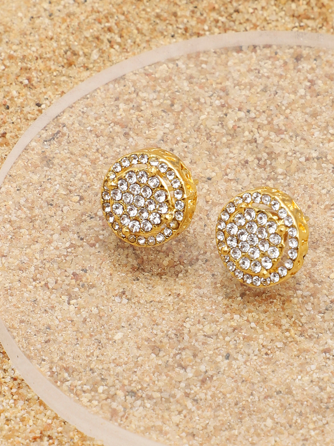 GOLD PLATED PARTY DESIGNER STONE STUD FOR WOMEN