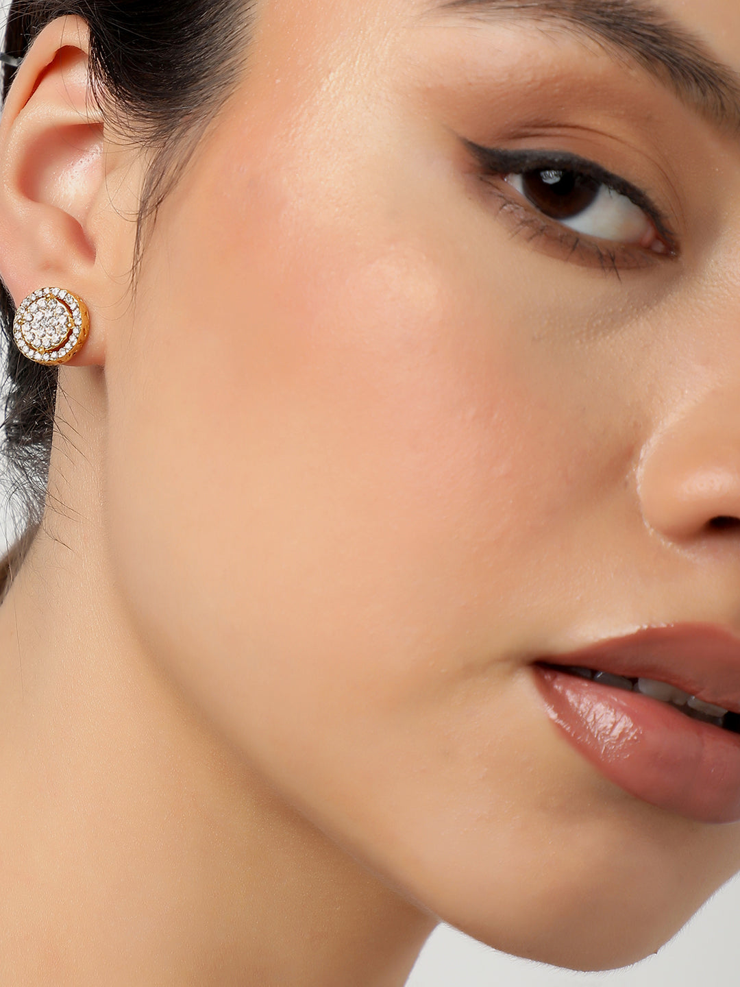 GOLD PLATED PARTY DESIGNER STONE STUD FOR WOMEN