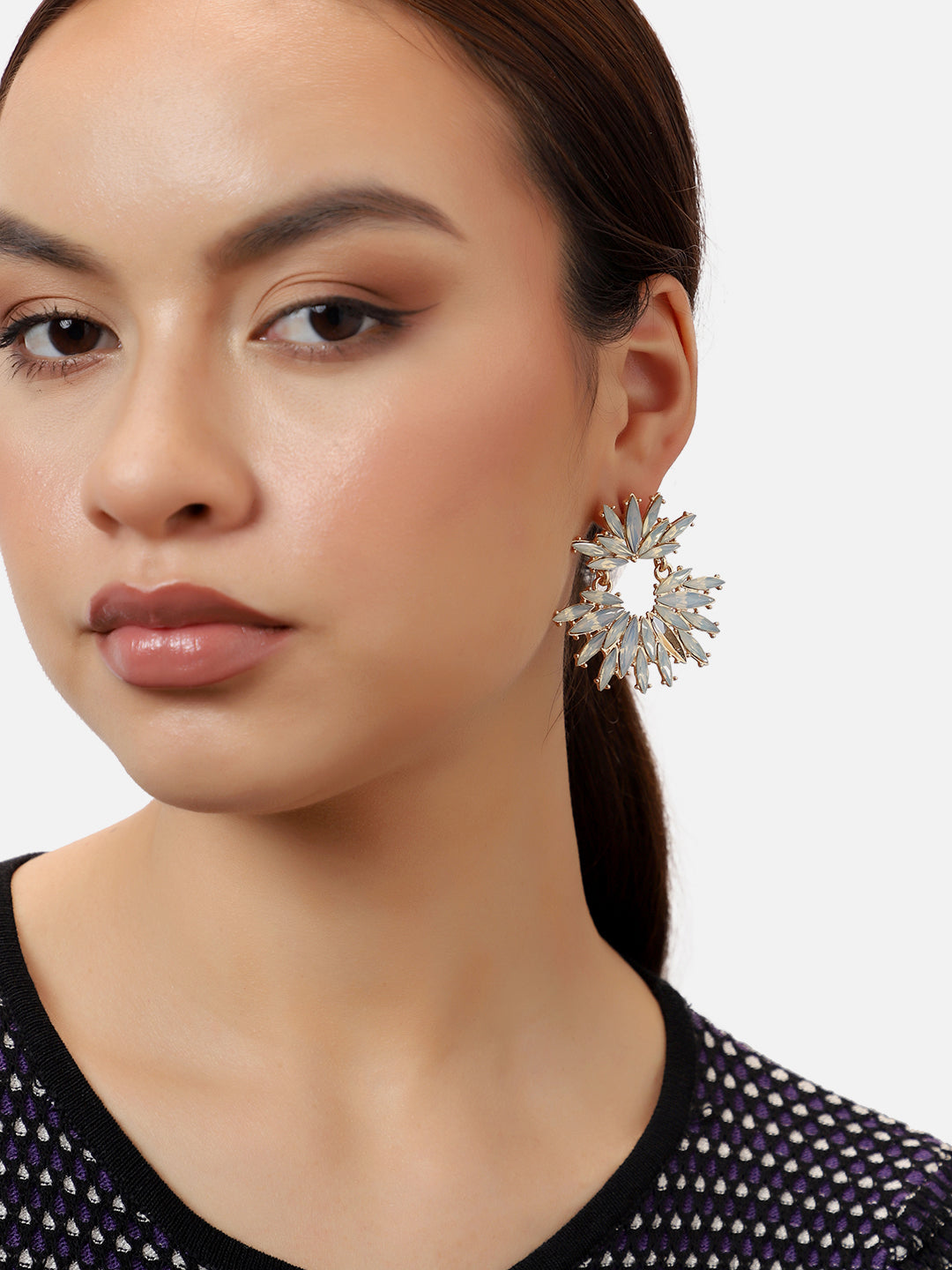 GOLD PLATED PARTY DESIGNER STONE DROP EARRING FOR WOMEN