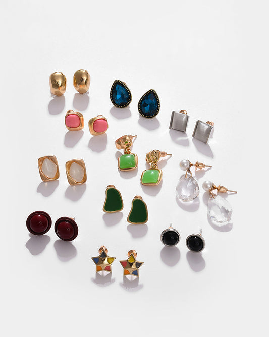 Pack of 22 Gold Plated Designer Stone Stud