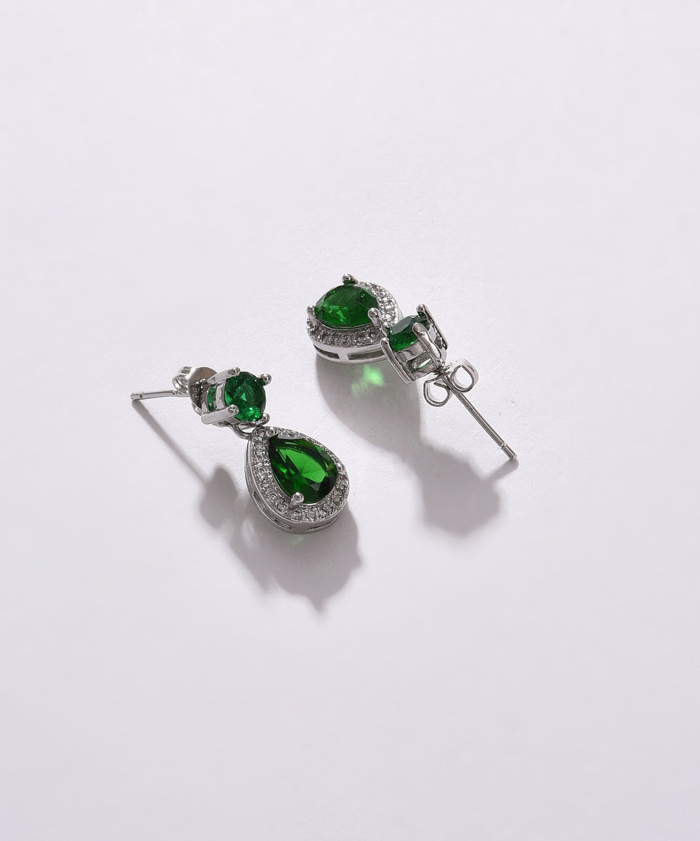 Pack of 2 Silver Plated American Diamond Drop Earring