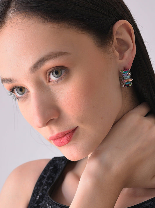 Silver Plated Designer Stone Stud