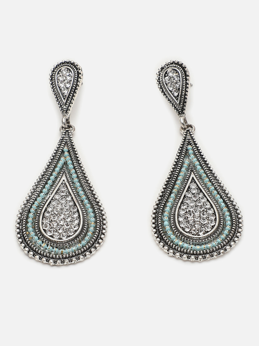 Silver Plated Designer Stone Drop Earring