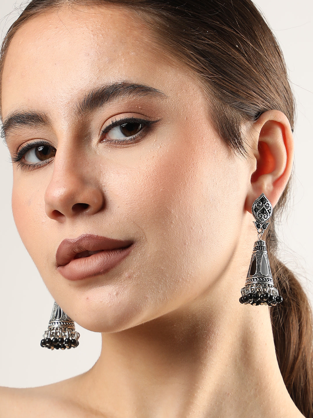 Silver Plated Designer Stone Drop Earring
