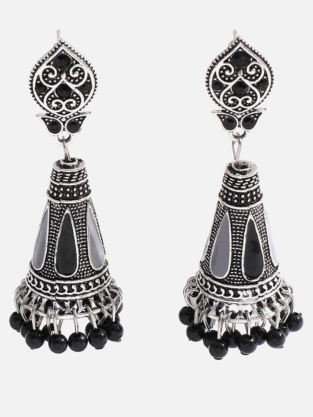 Silver Plated Designer Stone Drop Earring