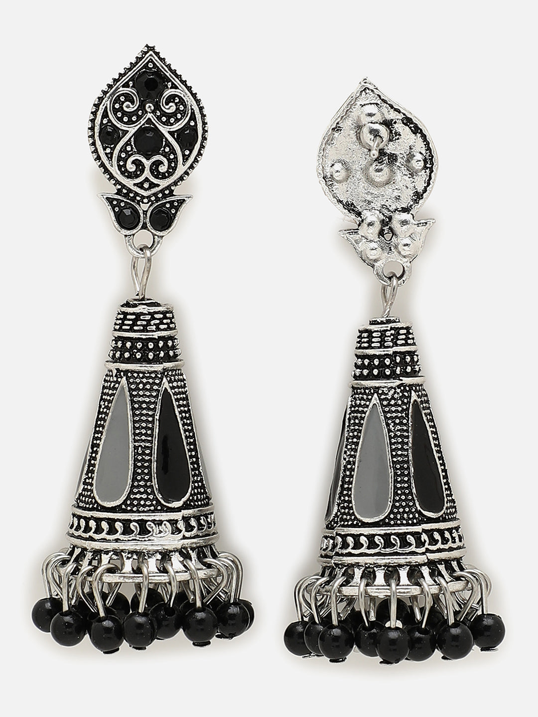 Silver Plated Designer Stone Drop Earring