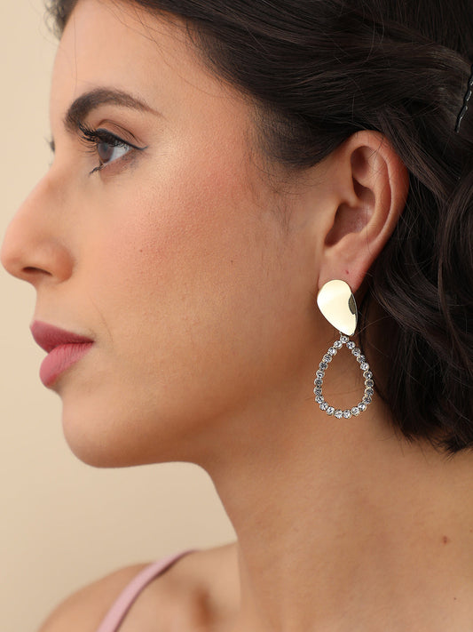 Gold Plated Designer Stone Drop Earring