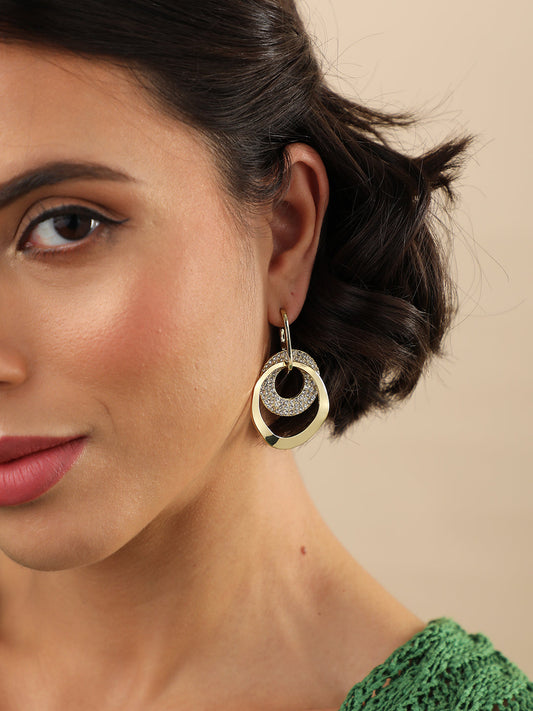 Gold Plated Designer Stone Drop Earring