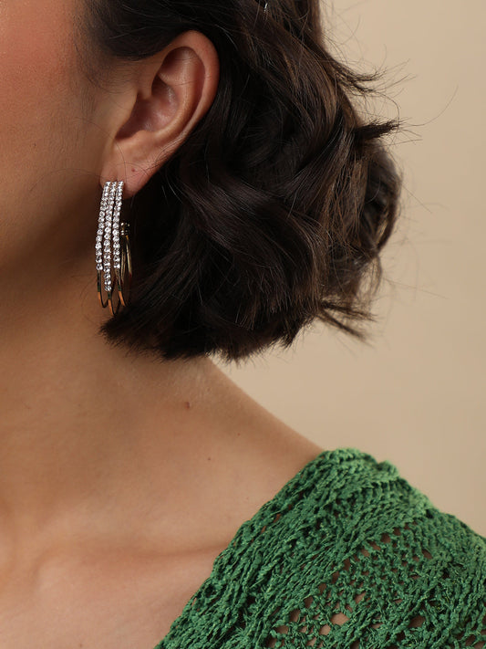 Gold Plated Designer Stone Hoop Earring