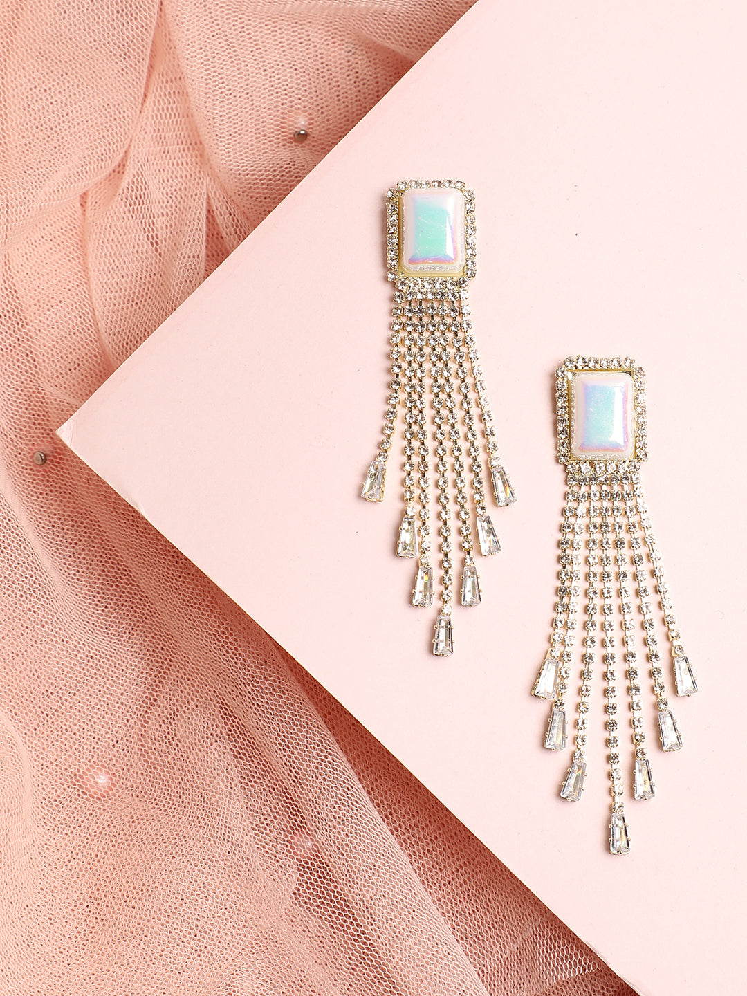 Gold Plated Designer Stone Drop Earring