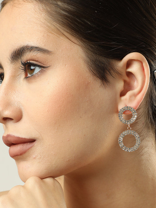 Silver Plated Designer Stone Drop Earring