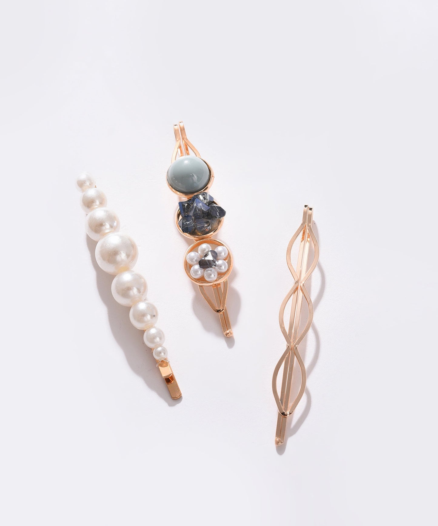 Pack of 3 Gold Plated Pearls Hair Pin