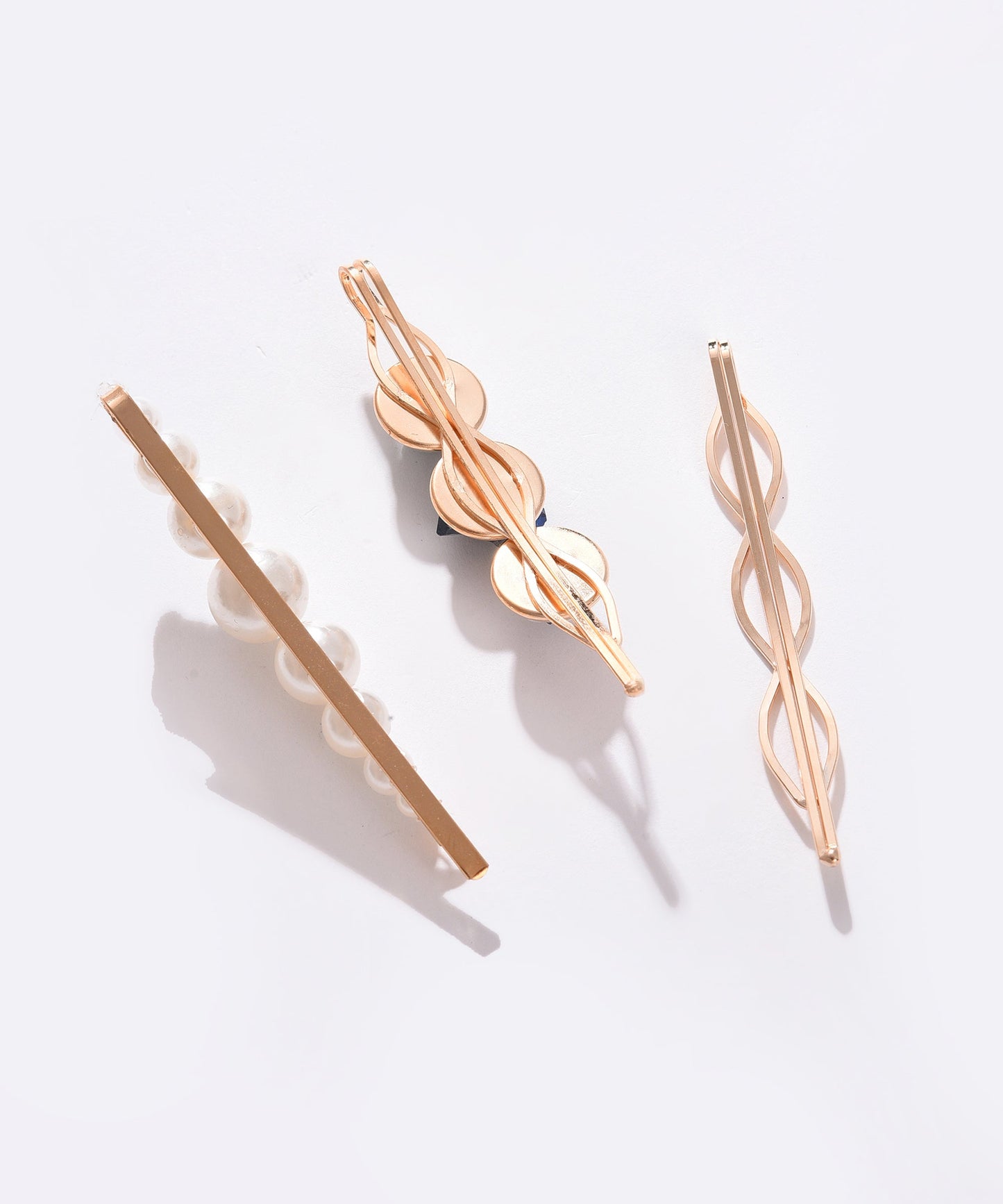 Pack of 3 Gold Plated Pearls Hair Pin