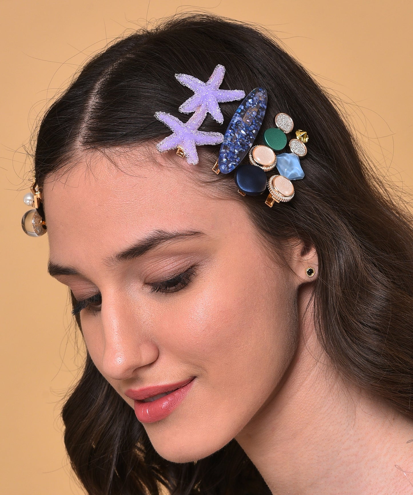 Pack of 7 Gold Plated Designer Stone Pearl Hair Pin