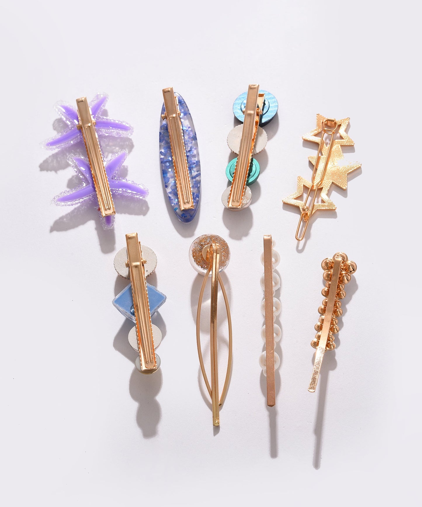 Pack of 7 Gold Plated Designer Stone Pearl Hair Pin