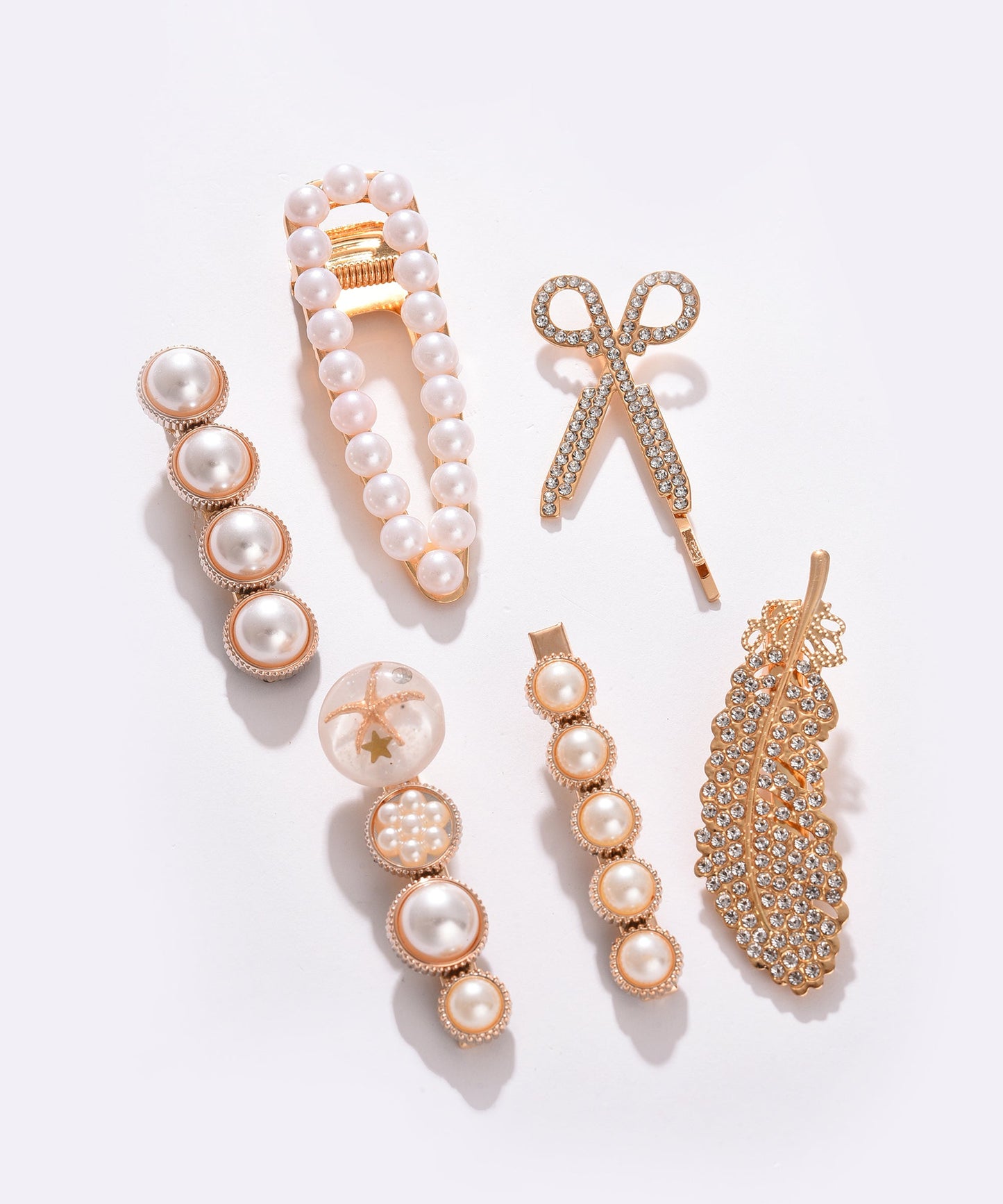 Pack of 6 Gold Plated Pearls Hair Pin