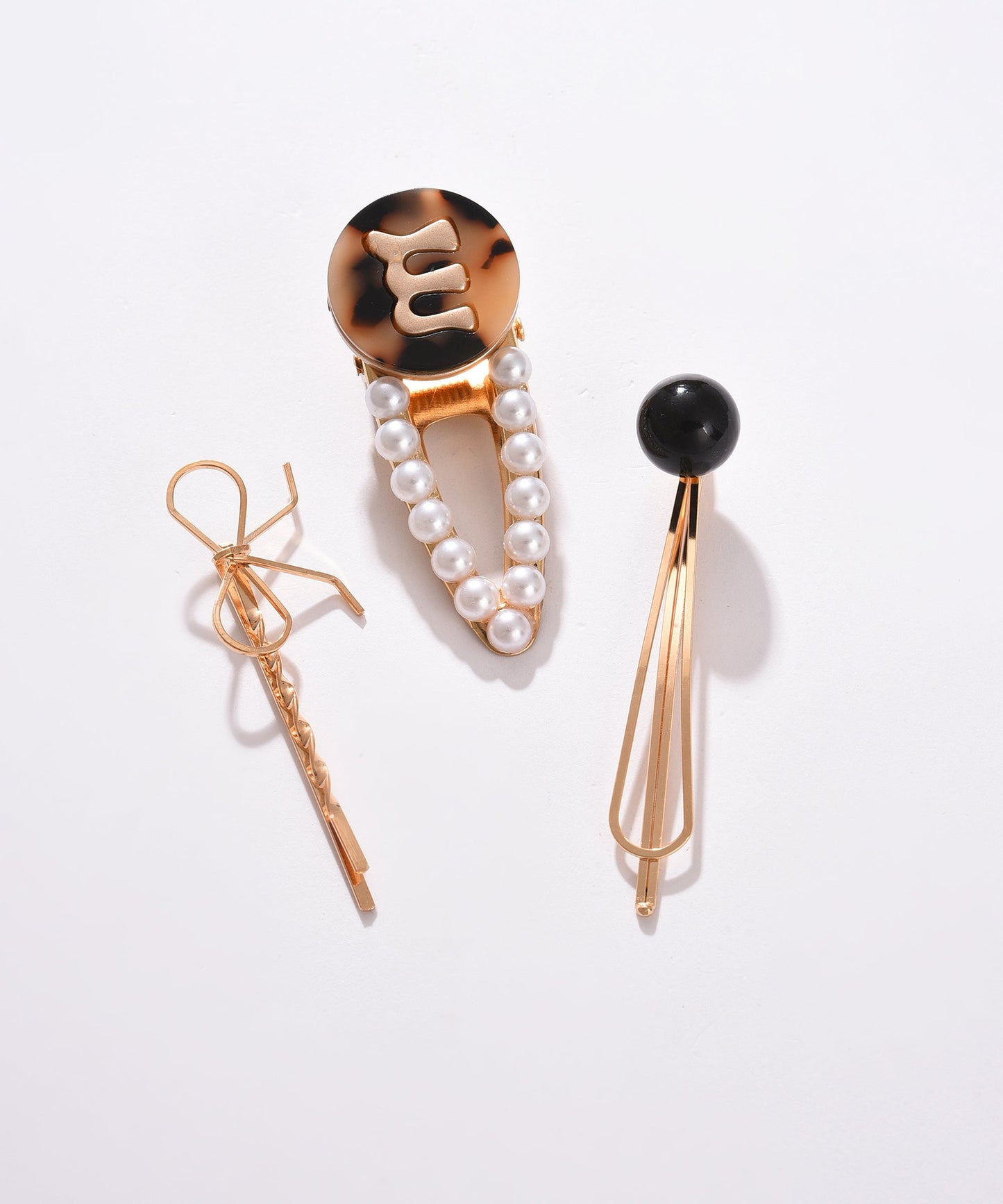 Pack of 3 Gold Plated Pearls Hair Pin