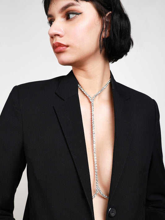 Silver-Toned Silver-Plated Stone-Studded Necklace