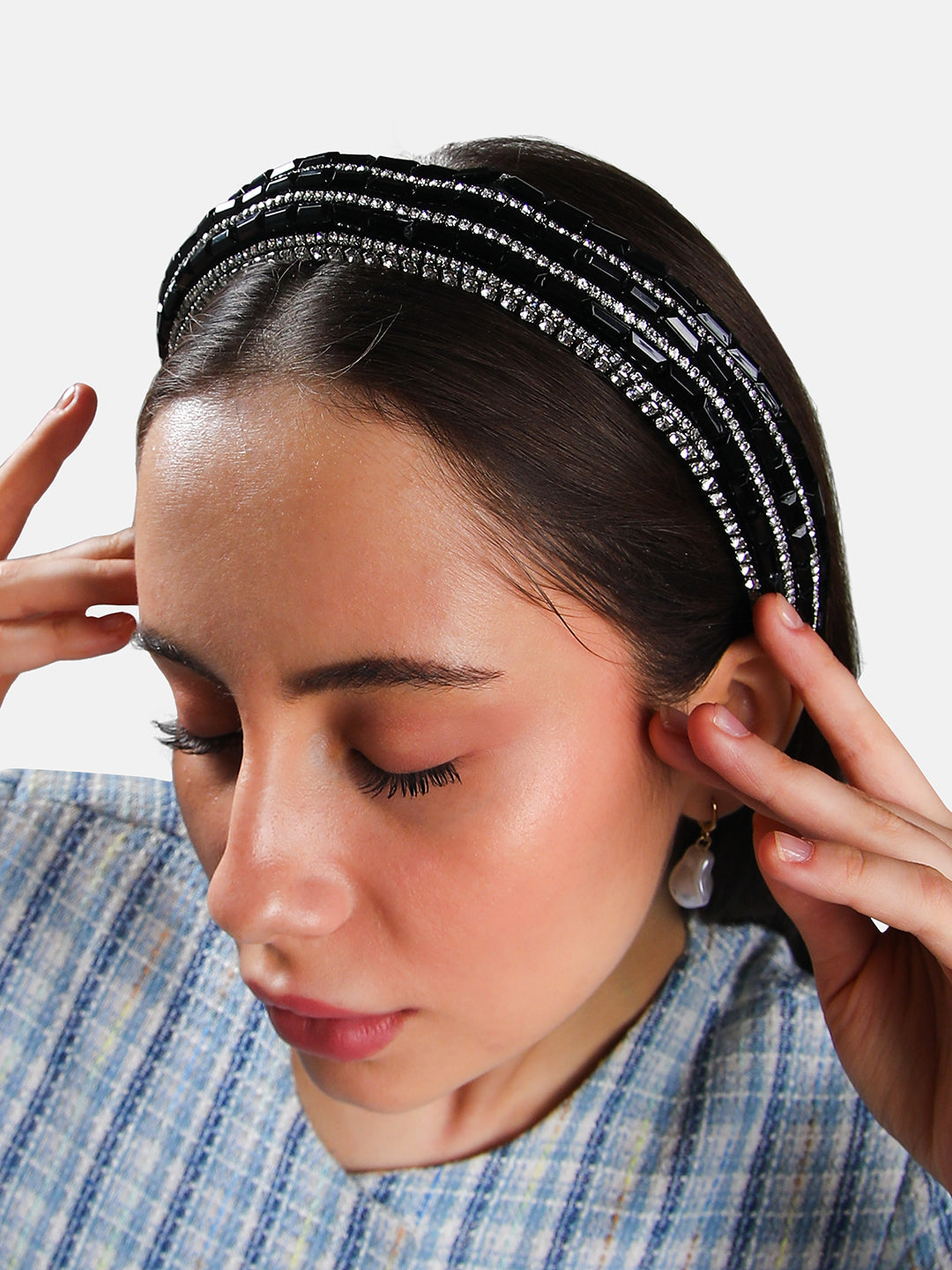 Women's The Embellish-Lined Hairband - Midnight Black