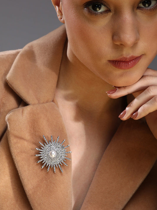 Chalice Silver Celestrial Statement BroochFor Casual Wear