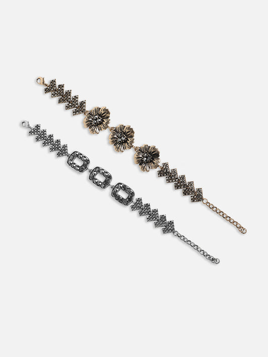 Set Of 2 Gold-Plated Link Bracelet