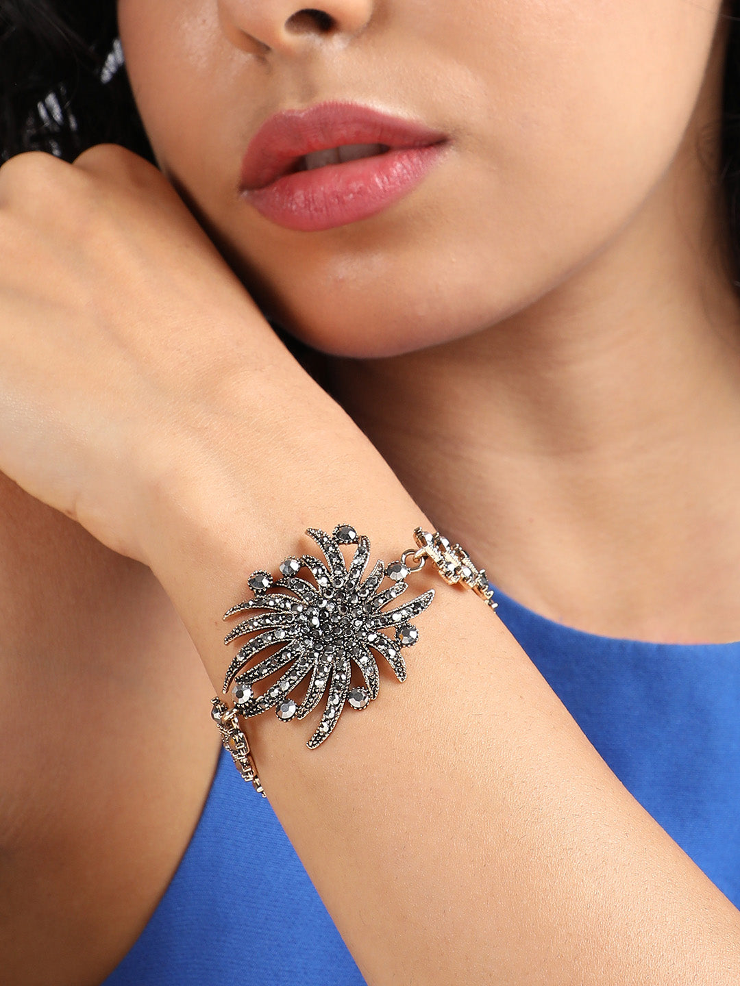 Set Of 2 Crystal-Studded Wraparound Bracelets