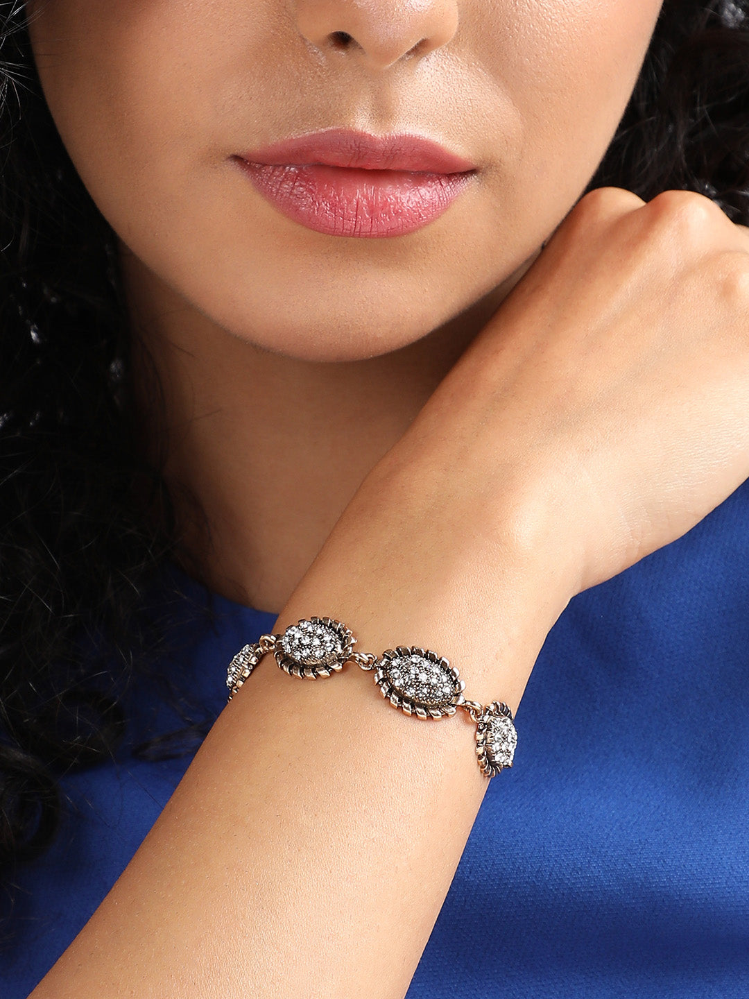 Set Of 2 Crystal-Studded Wraparound Bracelets