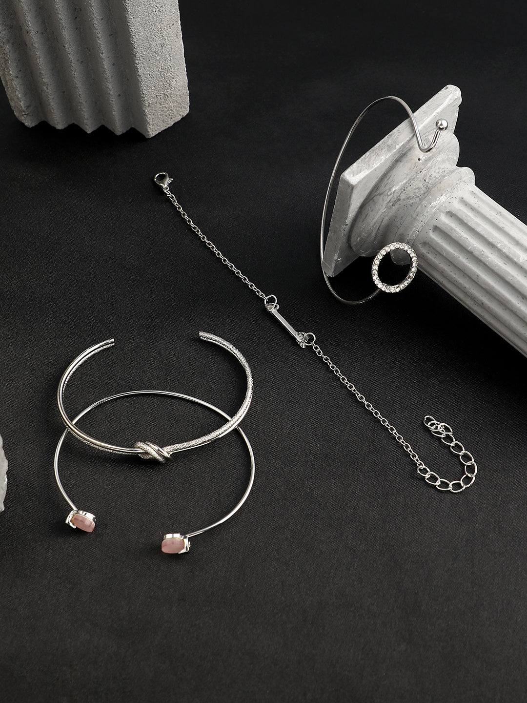 The Duello Multi-Layer Bracelet - Metallic Silver-SOHIBR6199