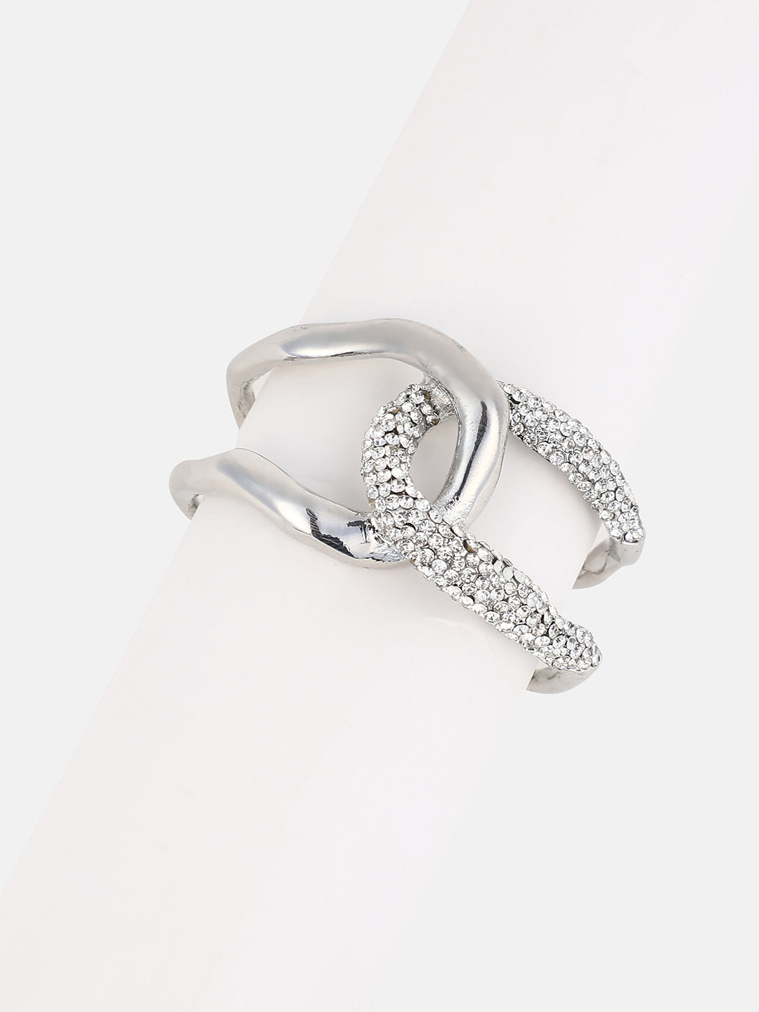 The Opposta Cuff Bracelet - Metallic Silver-SOHIBR6249
