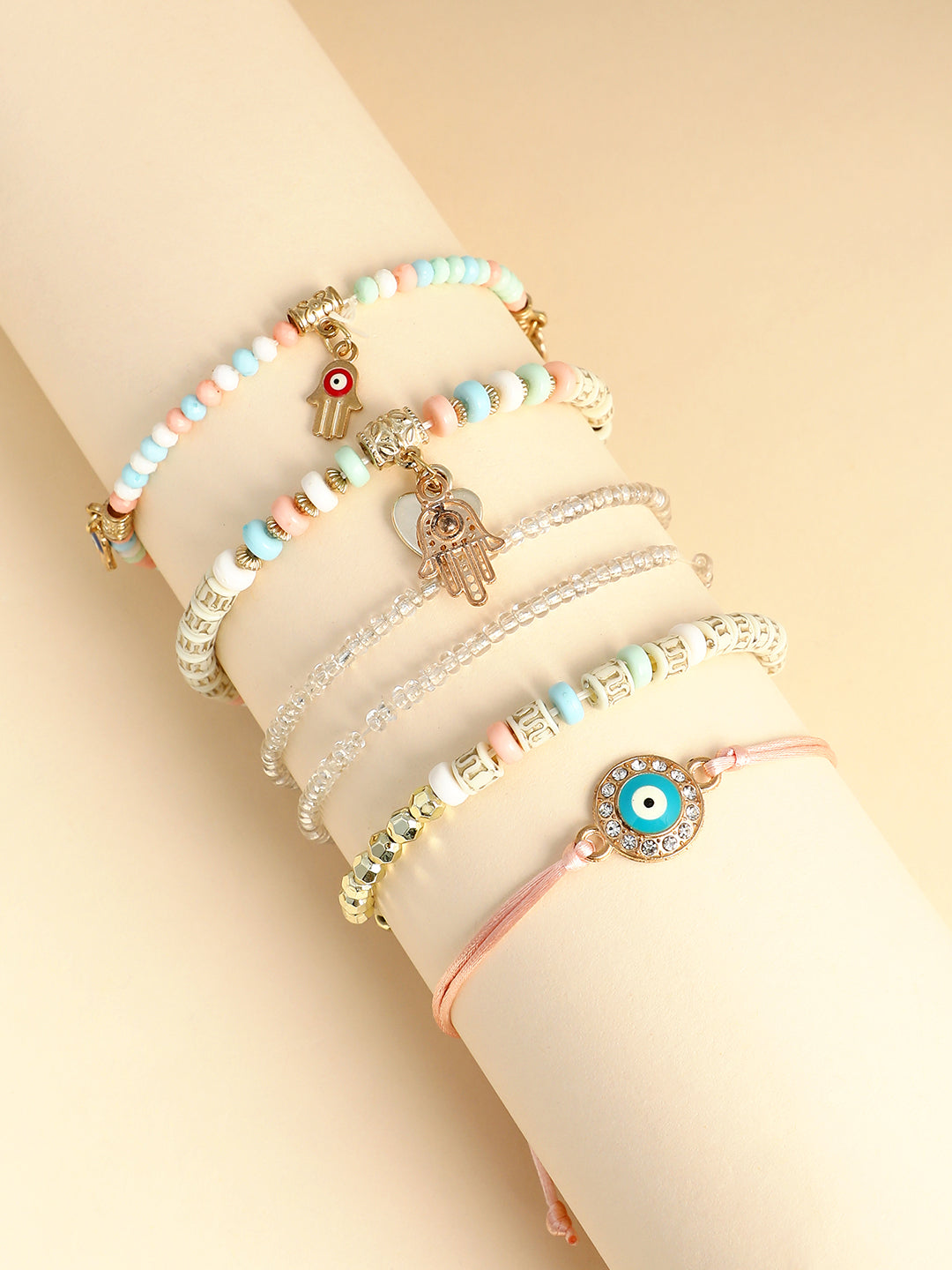 The Hamsa Multi-Layer Bracelet - Multicolour-SOHIBR6253