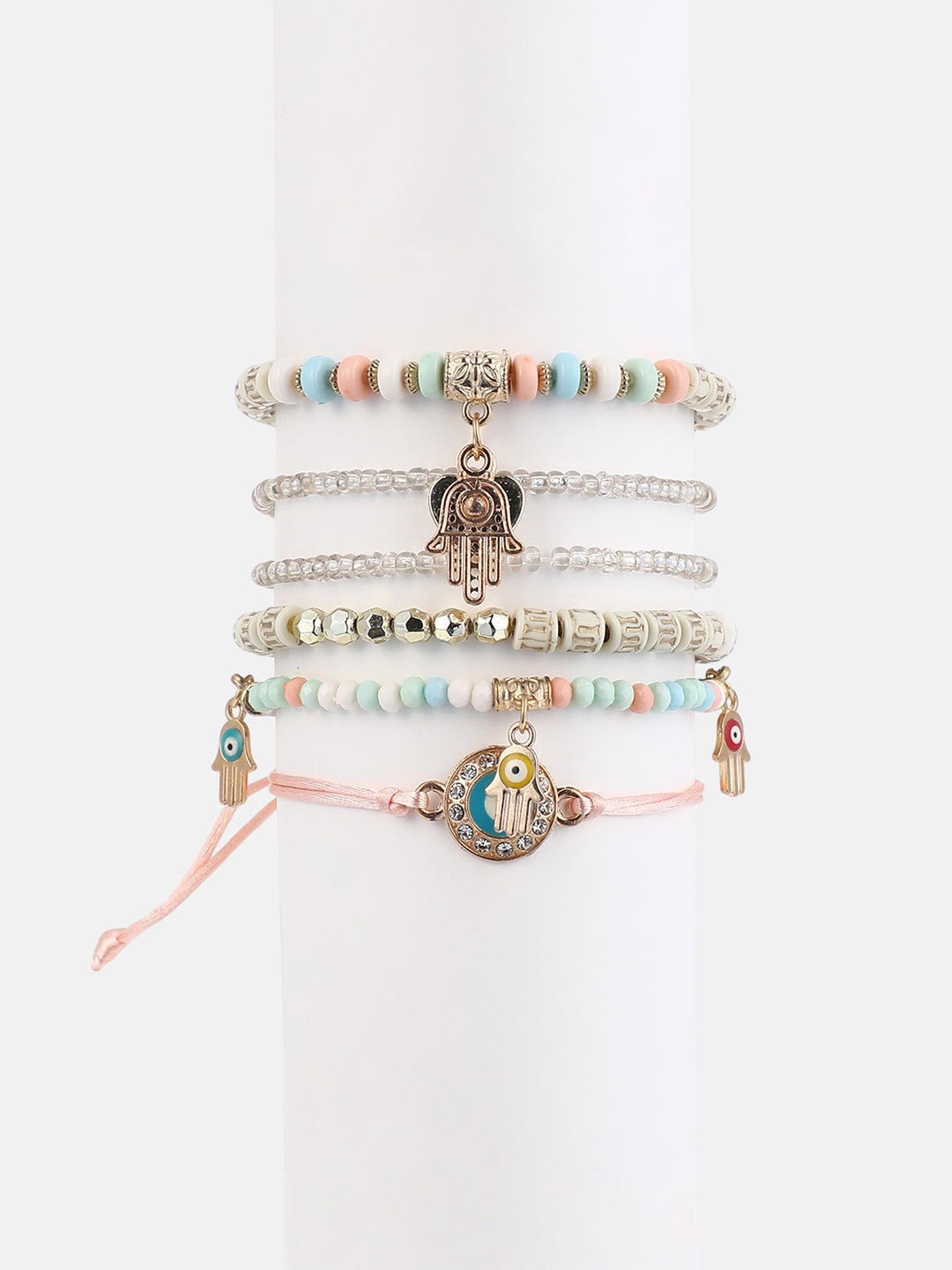 The Hamsa Multi-Layer Bracelet - Multicolour-SOHIBR6253