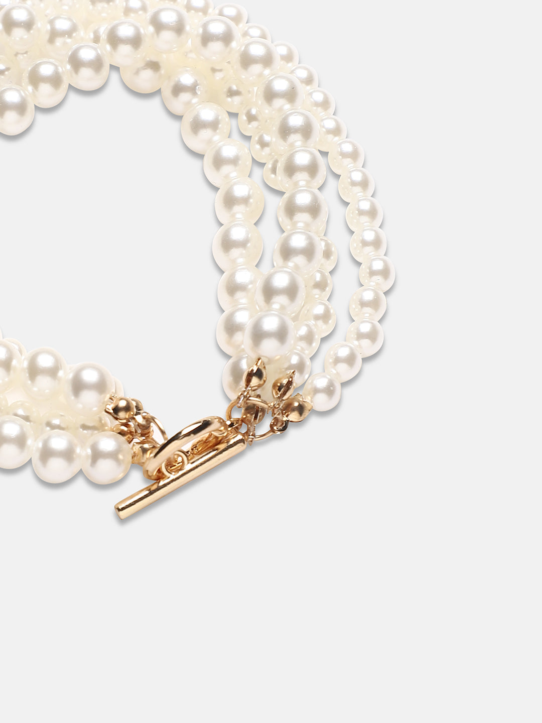 Pearls Beaded Gold-Plated Wraparound Bracelet