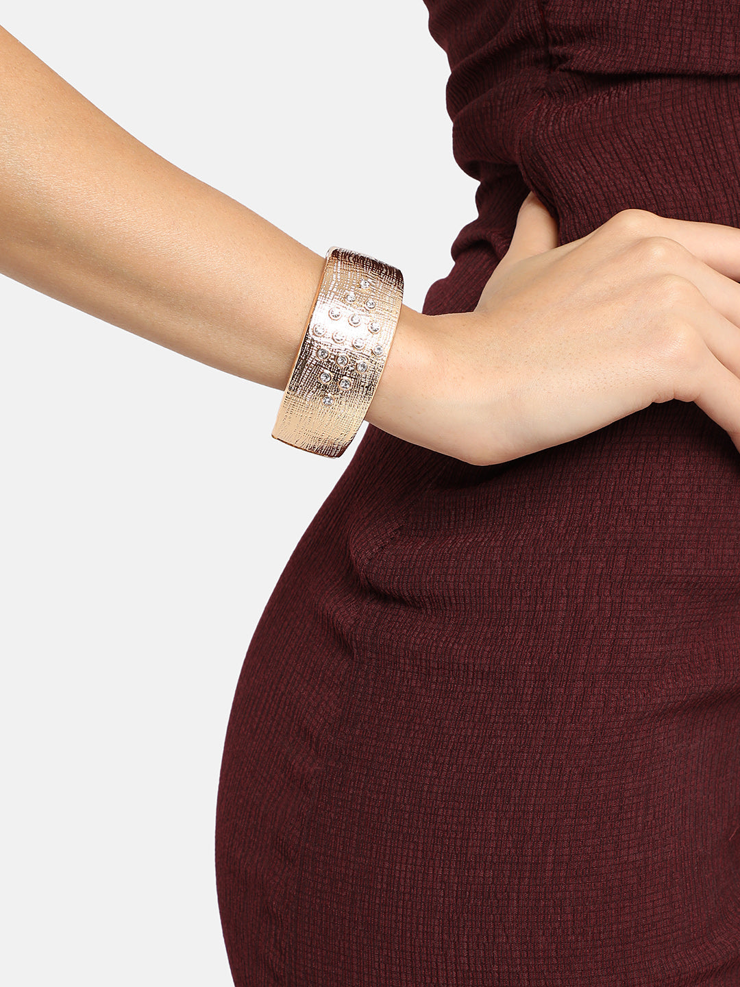 Gold Plated Crystal Studded Cuff Bracelet