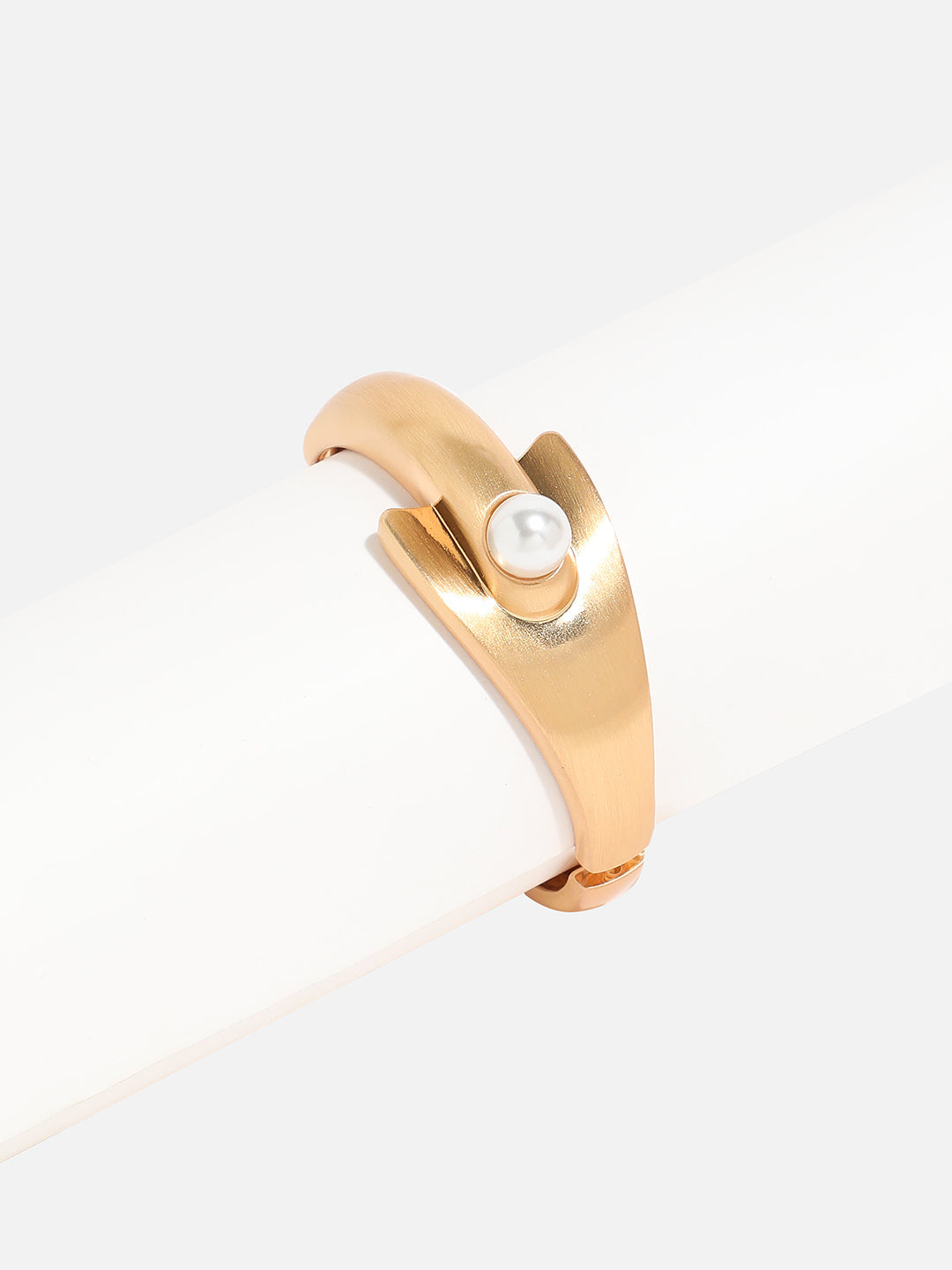 Gold Plated Artificial Beads Cuff Bracelet