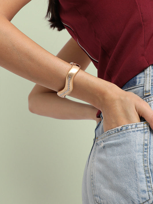 Gold-Plated Studded Kada Bracelet