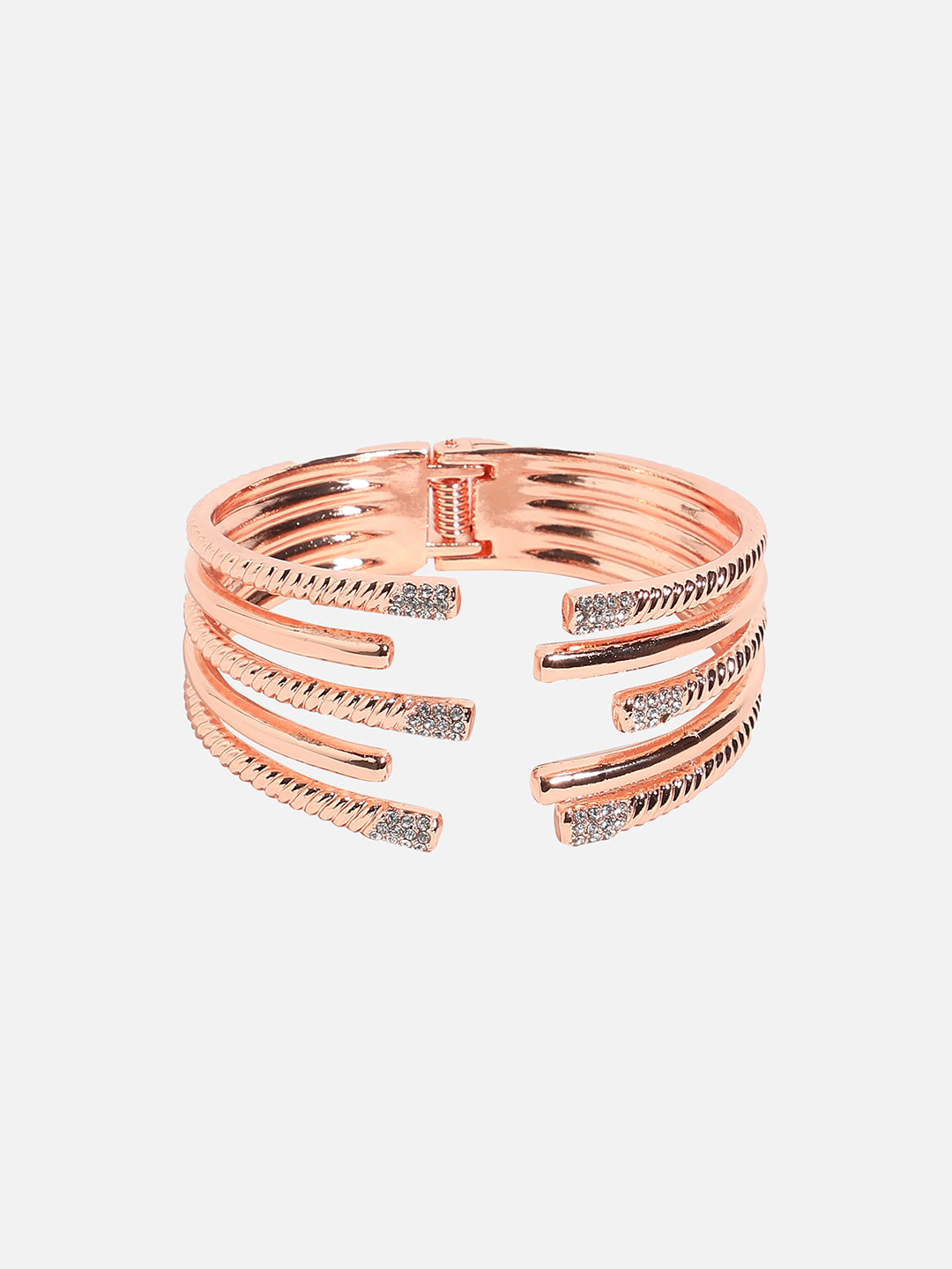 Rose Gold Plated Stone Studded Cuff Bracelet
