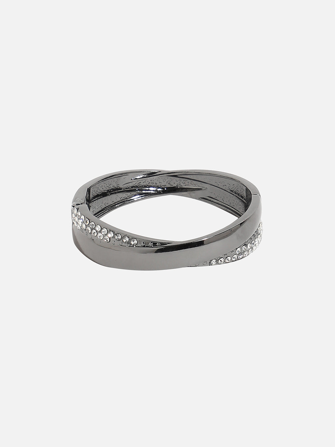 Silver-Plated Stones Studded Twisted Cuff Bracelet