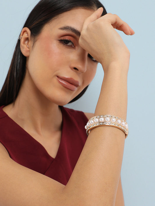 Gold-Plated Beaded Kada Bracelet