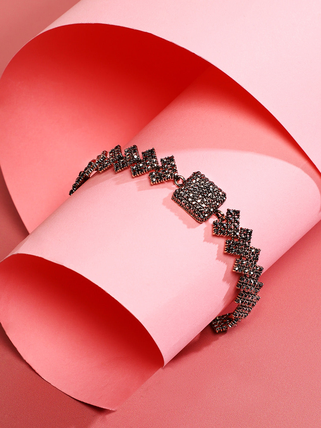 Gold-Plated Stone-Studded Link Bracelet
