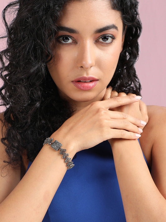 Gold-Plated Stone-Studded Link Bracelet