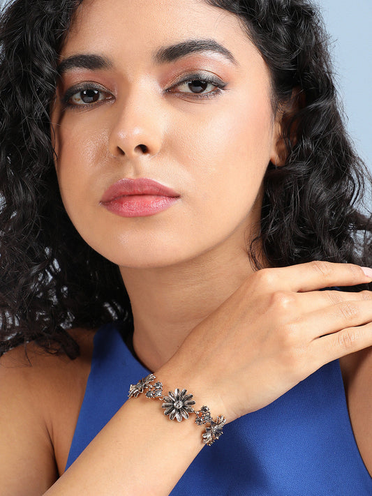 Gold-Plated Stone Studded Charm Bracelet